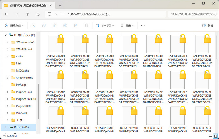 暗号化されている不明なファイル