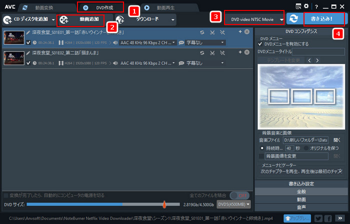 Any Video Converter FreeでダウンロードしたNetflix動画をDVDに焼く