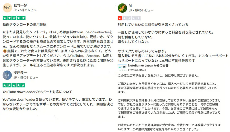 NoteBurner YouTube Video Downloaderの評判