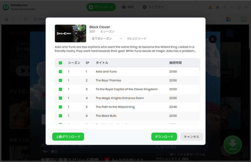 Crunchyroll動画の詳細設定